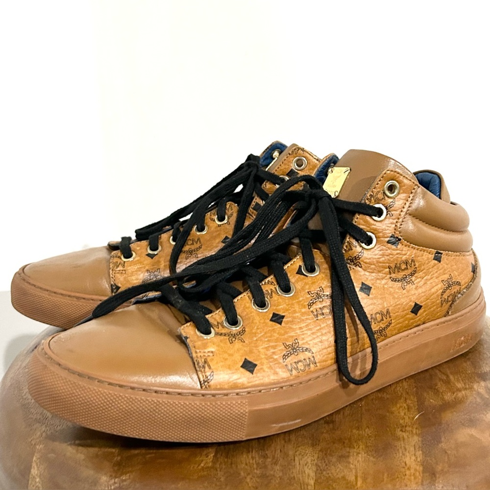 MCM Visetos Carryover Lowtop Sneaker Cognac Leather‎ Men's 8 (41)